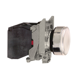 XB4BW3165 – Illuminated push button, Harmony XB4, metal, flush, white, 22mm, spring return, lt 250V, 1NO 1NC