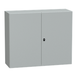 NSYS3D101240DP – Wall mounted steel enclosure, PanelSeT S3D, double plain door, with mounting plate, 1000x1200x400mm, IP55, IK10