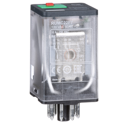 RUMC22F7 – Harmony RUM, universal plugin relay, 2 C/O, octal base, 10 A, 120 VAC, with LED