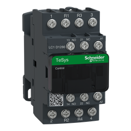 LC1D1286G7 – IEC contactor, TeSys Deca, nonreversing, 25A resistive, 4 pole, 2 NO and 2 NC, 120VAC 50./60Hz coil, open style