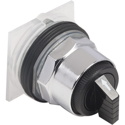 9001KS63B – Selector switch head, Harmony 9001K, metal, standard handle, black, 30mm, 3 positions, spring return left to center