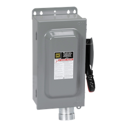 H362AWH – Safety switch, heavy duty, fusible, 60A, 600VAC, 600VDC, 3 poles, 50hp, NEMA 12K, Hubbellock receptacle