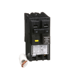 HOM230GFI – Mini circuit breaker, Homeline, 30A, 2 pole, 120/240VAC, 10kA AIR, ground fault class A, plug in, UL