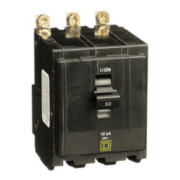 QOB3505238 – Mini circuit breaker, QO, 50A, 3 pole, 120/240VAC, 10kA, bolt on, ring