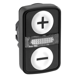 ZB5AW7A1715 – Head for illuminated double headed push button, Harmony XB5, 2 white flush, 22mm, black marked   and –