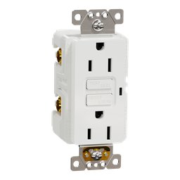 SQR51101WH – Socket-outlet, X Series, 15A, decorator, GFCI, tamper resistant, residential, white, matte finish