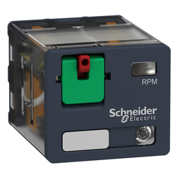 RPM32B7 – plug-in relay, Harmony electromechanical relays, 15A, 3CO, with LED, lockable test button, 24V AC