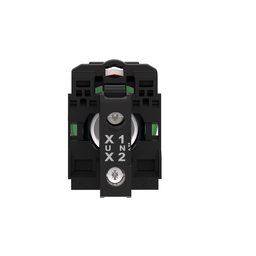 XB5AVB4 – pilot light, Harmony XB5, grey plastic, red, 22mm, universal LED, plain lens, 24V AC DC