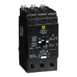 EJB34040 – Mini circuit breaker, E-Frame, 40A, 3 pole, 480Y/277VAC, 100kA max, bolt on