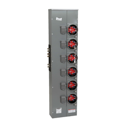 EZMR116225 – Branch unit, EZ Meter-Pak, 225A, 6 x 5 sockets, 120/240VAC, no bypass, ringless, 1200A Cu busbar