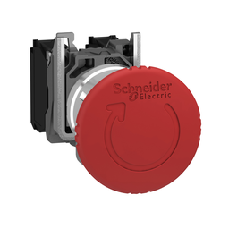 XB4BS8444 – Emergency stop push button, Harmony XB4, metal, red mushroom, 40mm, 22mm, trigger latching turn to release, 2NC