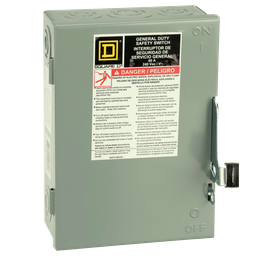 DU322 – Safety switch, general duty, non fusible, 60A, 3 pole, 15hp, 240VAC, NEMA 1