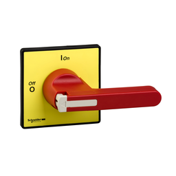 KDF3PZ – Handles and front plates,TeSys Control,red handle,yellow front,without padlocking,4 screws fixing