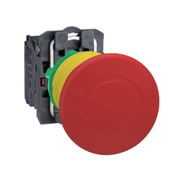 XB5AT842 – Emergency stop switching off, Harmony XB5, plastic, red mushroom 40mm, 22mm trigger latching push pull, 1NC