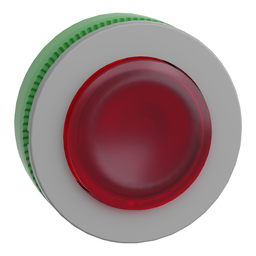 ZB5FH43C0 – Head for illuminated push button, Harmony XB5, grey bezel, red projecting, 30mm, universal LED, push-push, unmarked