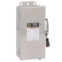 HU661DS – Safety switch, heavy duty, non fusible, 30A, 6 pole, 30hp, 600VAC/DC, NEMA 4, 4X, 5, 304 steel