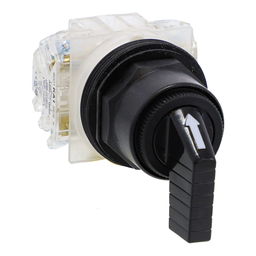 9001SKS43FBH2 – Selector switch, Harmony 9001SK, plastic, long handle, black, 30mm, 3 positions, stay put, 2 C/O