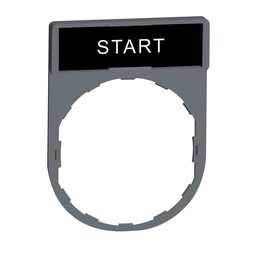 ZBY2303C0 – Legend holder, Harmony XB5, 30 x 40mm, grey bezel, 8 x 27mm legend, marked START
