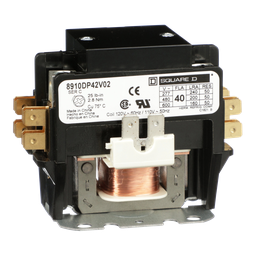 8910DP42V02 – Contactor, Definite Purpose, 40A, 2 pole, 110/120VAC 50/60Hz coil, open