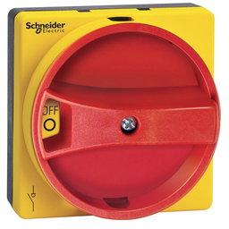 VLSH1S5R – Disconnect switch, TeSys VLS, recessed rotary handle, screw mounting, 65x65mm, red handle, 5mm shaft
