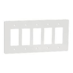 SQWS141005WH – Cover frame, X Series, 5 gangs, screw fixed, mid sized plus, white, matte finish