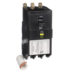 QOB315GFI – Mini circuit breaker, QO, 15A, 3 pole, 208Y/120VAC, 10kA, bolt on, 6mA grd fault A, pigtail