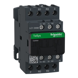 LC1D128U7 – IEC contactor, TeSys Deca, nonreversing, 25A resistive, 4 pole, 2 NO and 2 NC, 240VAC 50/60Hz coil, open style