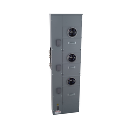 EZMT113225 – Branch unit, EZ Meter-Pak, 225A, 3 x 5 jaw sockets, 120/240VAC, test block bypass, ringed, 1200A Al/Cu busbar