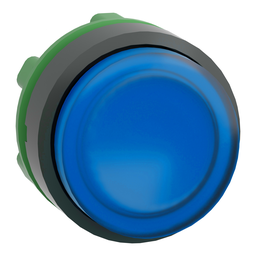 ZB5AW163 – Head for illuminated push button, Harmony XB5, blue projecting, 22mm, universal LED, spring return, unmarked