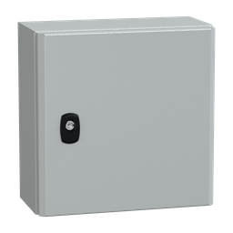 NSYS3D3315P – Wall mounted steel enclosure, PanelSeT S3D, plain door, with mounting plate, 300x300x150mm, IP66, IK10