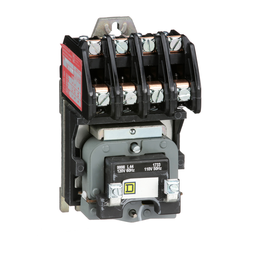8903LO40V02 – Contactor, Type L, multipole lighting, electrically held, 30A, 4 pole, 600V, 110/120VAC 50/60Hz coil, open style