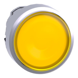 ZB4BW383 – Head for illuminated push button, Harmony XB4, metal, metal, yellow, 22mm, universal LED, spring return, plain lens