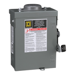 Square D DU221RBUP 30A 2Pole General Duty Single Throw Safety Switch, Non-Fusible, NEMA-3R