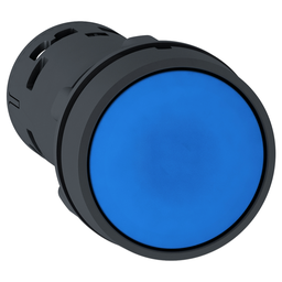 XB7NA65 – Monolithic push button, Harmony XB7, plastic, blue, 22mm, spring return, unmarked, 1NO 1NC