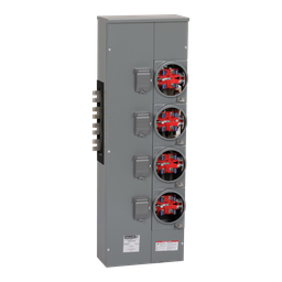 EZMH114225 – Branch unit, EZ Meter-Pak, 225A, 4 x 5 jaw sockets, 120/240VAC, horn bypass, ringless, 800A Al busbar