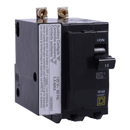 QOB2401201 – Mini circuit breaker, QO, 40A, 2 pole, 120/240VAC, 10kA, bolt on, aux switch 1B