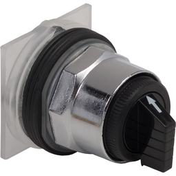 9001KS73B – Selector switch head, Harmony 9001K, metal, standard handle, black, 30mm, 3 positions, spring return right to center