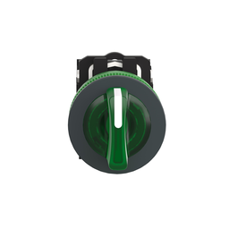 XB5FK133M5 – Illuminated selector switch, Harmony XB5, grey plastic, green handle, 30mm, universal LED, 3 positions, 1NO   1NC, 230…240V AC
