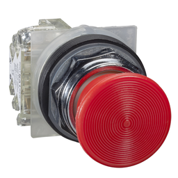 9001KR4RH6 – Push-button, Harmony 9001K, metal, snap-in plastic mushroom 35mm, red, 30mm, spring return, 1 NC