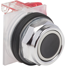 9001KR1BH6 – Push-button, Harmony 9001K, metal, flush, black, 30mm, spring return, 1 NC
