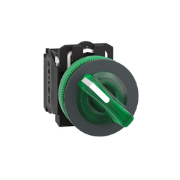 XB5FK123B5 – Illuminated selector switch, Harmony XB5, grey plastic, green handle, 30mm, universal LED, 2 positions, 1NO   1NC, 24V AC DC