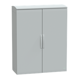 NSYPLAT12104G – Floor standing polyester enclosure, Thalassa PLA, plain door, ventilated canopy, 1250x1000x420mm, IP44, IK10