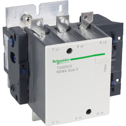 T02EN13L7 – NEMA Contactor, TeSys N, nonreversing, Size 3, 90A, 50HP at 460VAC, 3 pole, 3 phase, 208VAC 50/60Hz coil, open