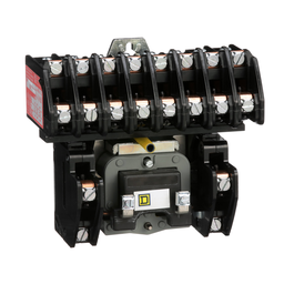 8903LO0010V02 – Contactor, Type L, multipole lighting, electrically held, 30A, 10 pole, 600 V, 110/120 VAC 50/60 Hz coil, open style