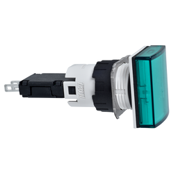 XB6DV3BB – 16mm push button, Harmony XB6, pilot light, rectangular green lens, integral 12/24V LED light module