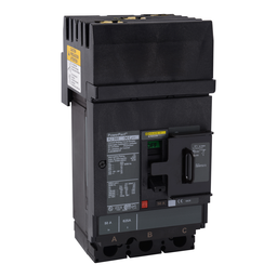 HJA36150YP – Circuit breaker, PowerPacT H, 150A, 3 pole, 600VAC, 25kA, I-Line, thermal magnetic, 80%, padlock handle, ABC