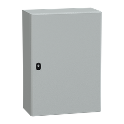 NSYS3D7525P – Wall mounted steel enclosure, PanelSeT S3D, plain door, with mounting plate, 700x500x250mm, IP66, IK10