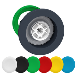 ZB5FA9 – Antimicrobial flush mounted push button head, Harmony XB5, plastic, with set of 6 colours caps, 30mm, spring return, unmarked
