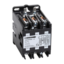 8910DPA63V02U1 – Contactor, Definite Purpose, 60A, 3 pole, 30 HP at 575 VAC, 3 phase, 110/120 VAC 50/60 Hz coil, open, UL Listed
