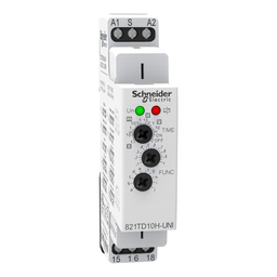 821TD10H-UNI – time delay relay, Legacy, SPDT, 100 ms to 10 days, DIN mounting support, 15A, 12…240V AC DC
